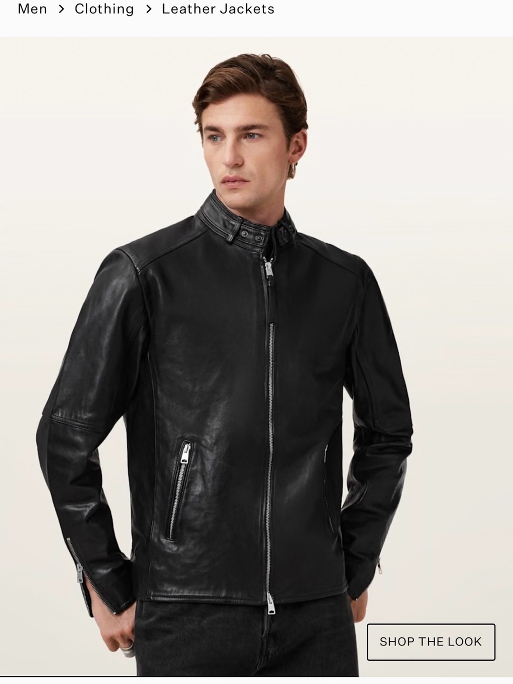 Men's Black Leather Biker Jacket